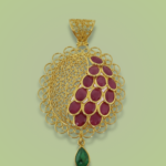 Sha Jewellers 22k Gold Ruby Pendant with Single Emerald Drop | Traditional Dual Gemstone Jewelry