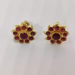 Sha Jewellers Classic Ruby-Studded 22k Gold Ear Tops | Vibrant Traditional Stud Earrings