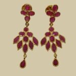 Sha Jewellers 22k Gold Ruby Drop Earrings | Traditional Hanging Ruby Jewelry