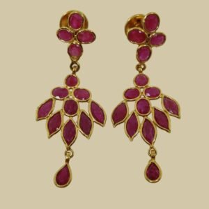 Sha Jewellers 22k Gold Ruby Drop Earrings | Traditional Hanging Ruby Jewelry