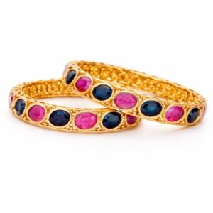 Sha Jewellers 916 Studded 22k Gold Jewellery with rubies and blue sapphires
