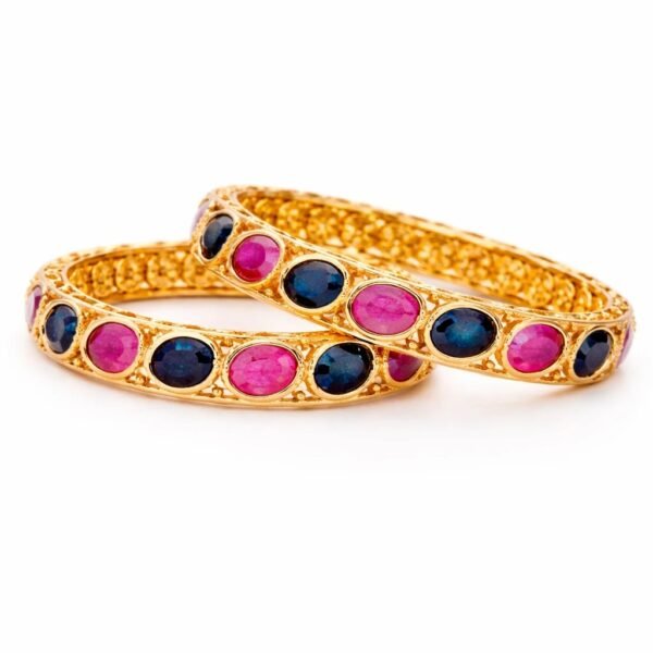 Sha Jewellers 916 Studded 22k Gold Jewellery with rubies and blue sapphires