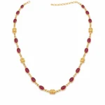 Sha Jewellers Handmade 22k Gold Ruby Chain with alternating gold ball accents | Rhythmic Ruby Ball Necklace