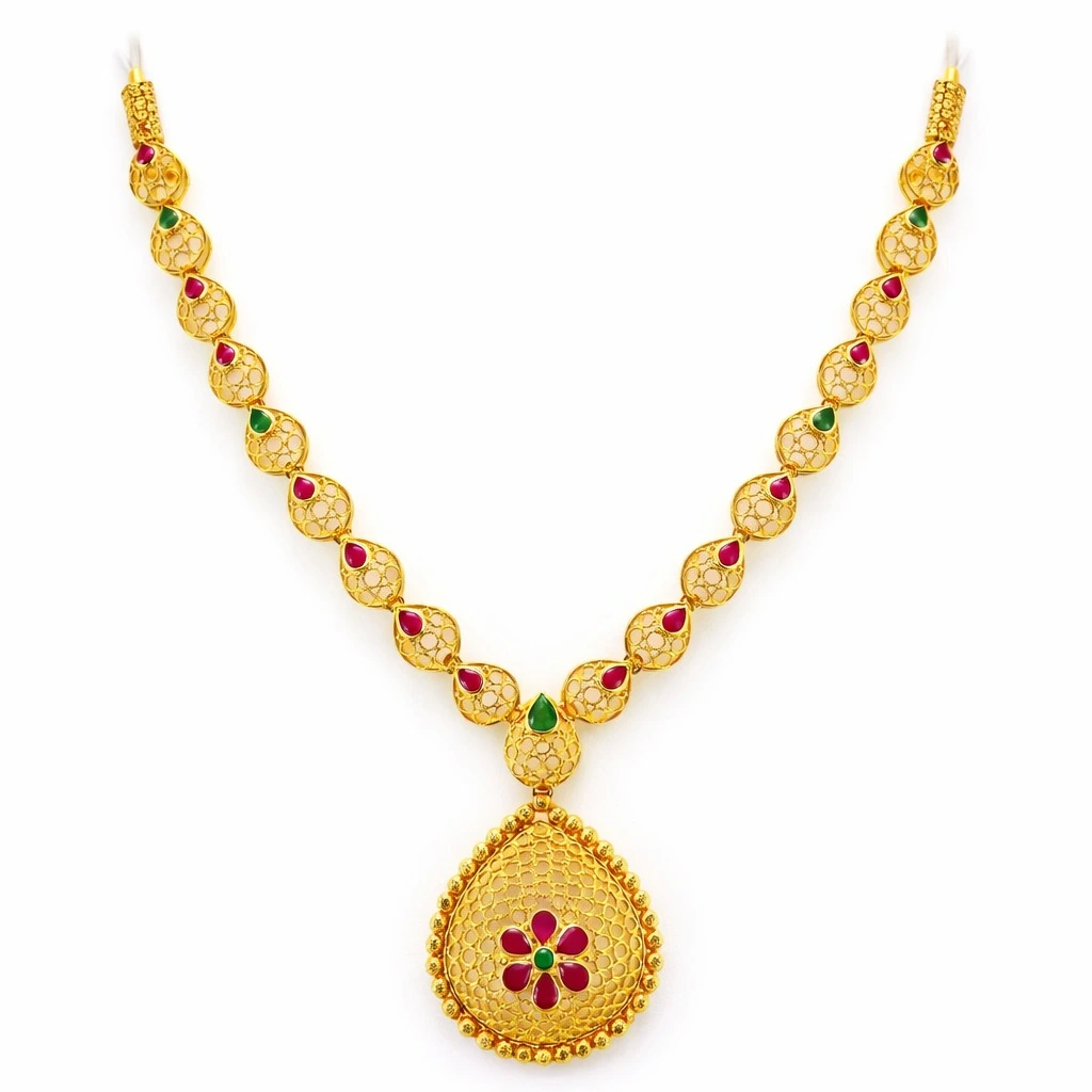 Shah Jewellers 22k Gold Royal Collection featuring sunburst motifs, floral botanical designs, symbolic silhouettes, and detailed bead and teardrop borders