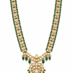 22K gold emerald and Polki Kundan necklace with emerald drops by SHA Jewelers