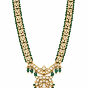 22K gold emerald and Polki Kundan necklace with emerald drops by SHA Jewelers
