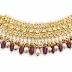 22K gold Polki Kundan choker with South Sea pearls and ruby drops by SHA Jewelers